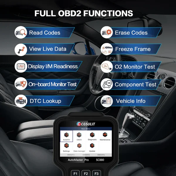 CGSULIT SC880 Universal Car OBD OBD2 Scanner Auto Diagnostic Tools for All Cars with Suit case