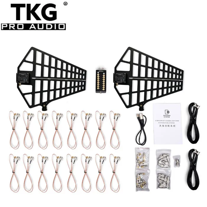 TKG 16 channels Signal Amplifier UHF Antenna distributor system Antenna Amplifier for Recording Interview Wireless Microphone