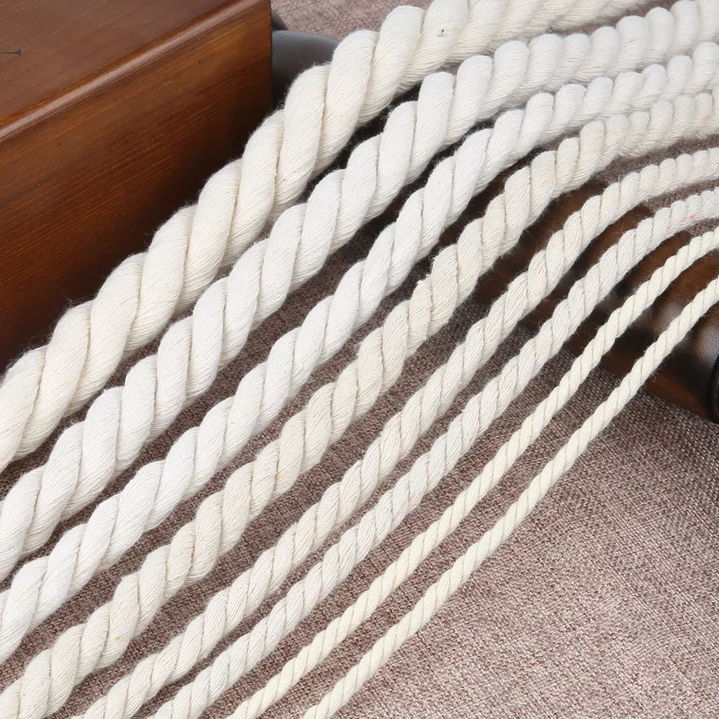 Customized 5mm-20mm Natural Colorful 3-strand Twisted Cord Cotton Rope Macrame Cord for Bag Wall Hanging Plant Hangers