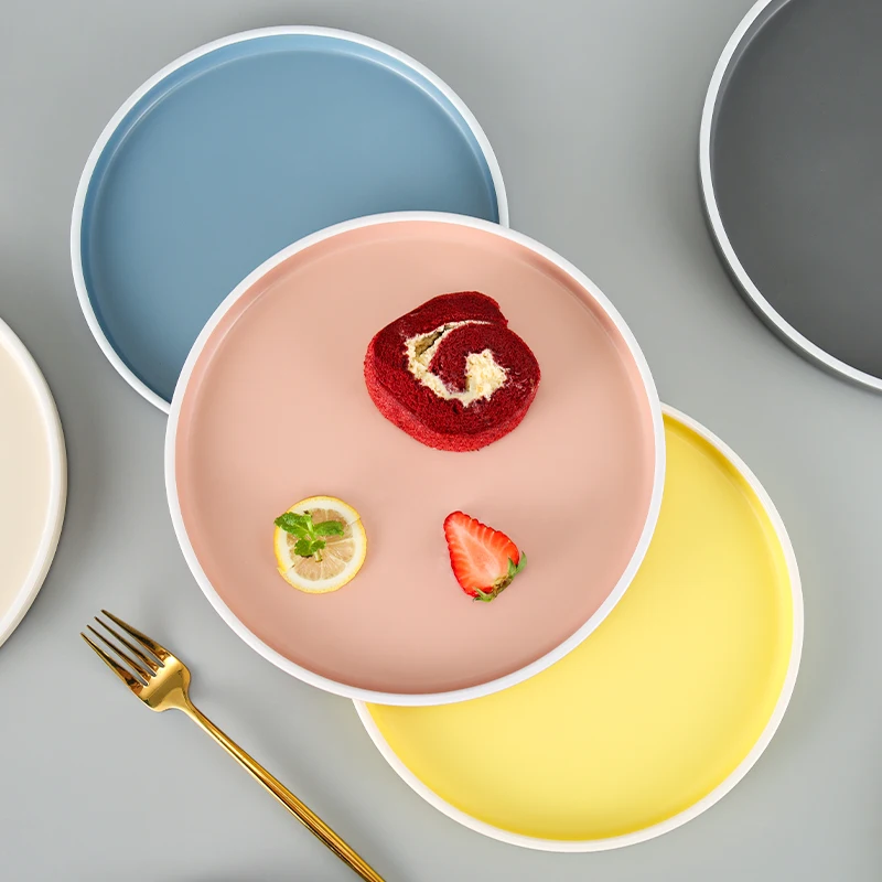 Wholesale Custom High Quality Thick Melamine Restaurant Dinnerware Nordic European Round Colorful Charger Dinner Plate