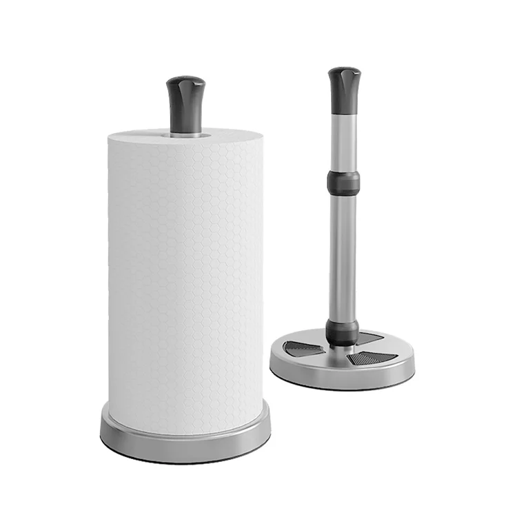 New Design Stainless Steel Kitchen Roll Dispenser Paper Towel Holder Stand with Weighted Base