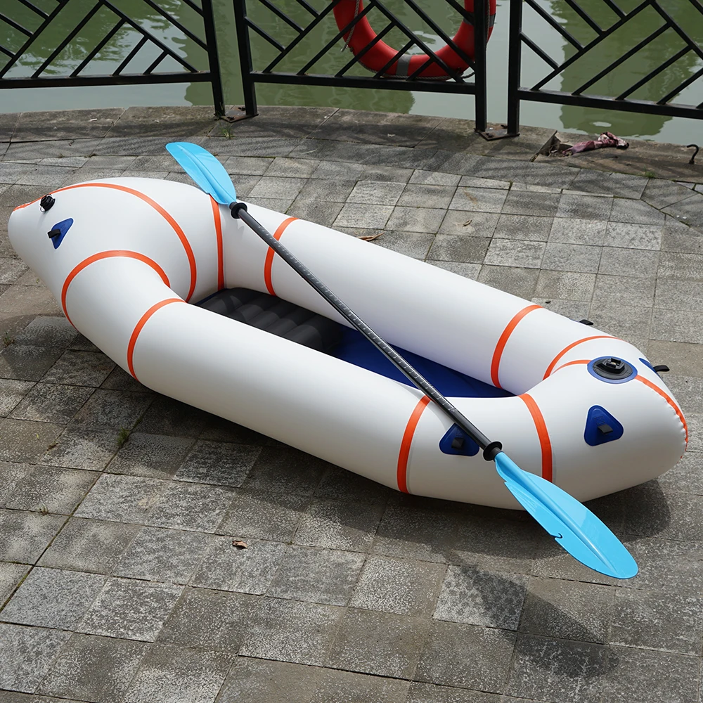 New oem design 1 person 70d ultralight whitewater packraft inflatable raft with fin skeg for river white water bikepacking trips