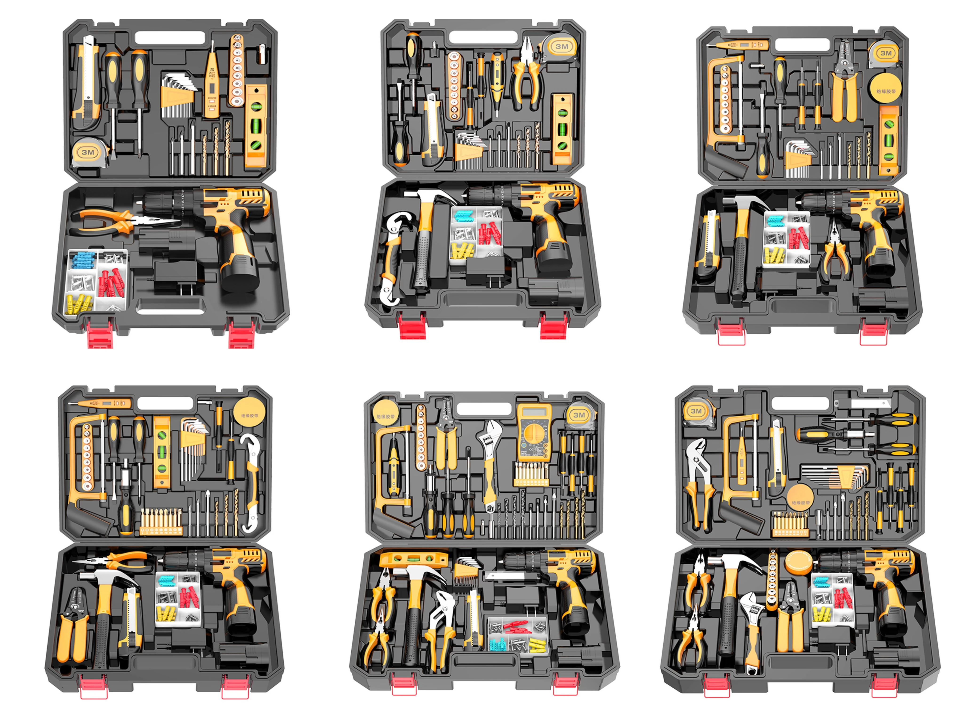 Wholesale 24pcs 800W Cordless Electric Drill Kit 25V 7500MAH Li-ion Battery 10mm Brushless Variable Portable Power Tools OEM ODM