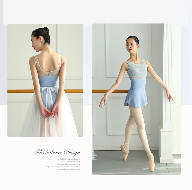 Hot Selling Contract Color Round Collar Lace Ballet Dance Leotard Simple Style Gymnastic Wear Fashionable