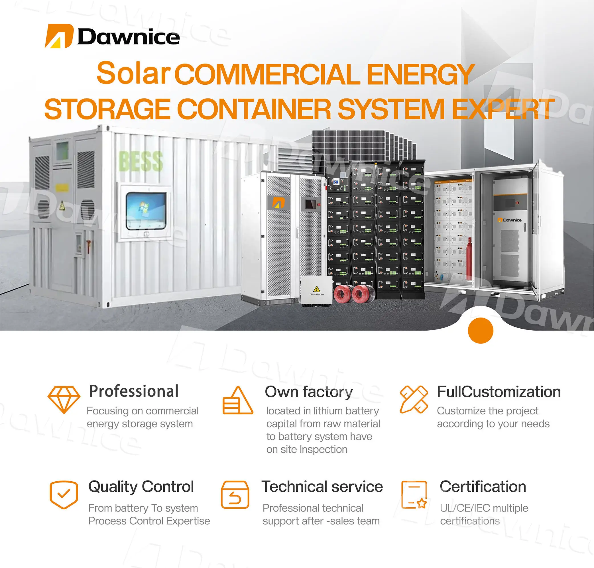 Premium Quality Dawnice ESS Station 1MW Off Grid 1000KW Solar Power Energy Storage Container With Jinko Solar Panel