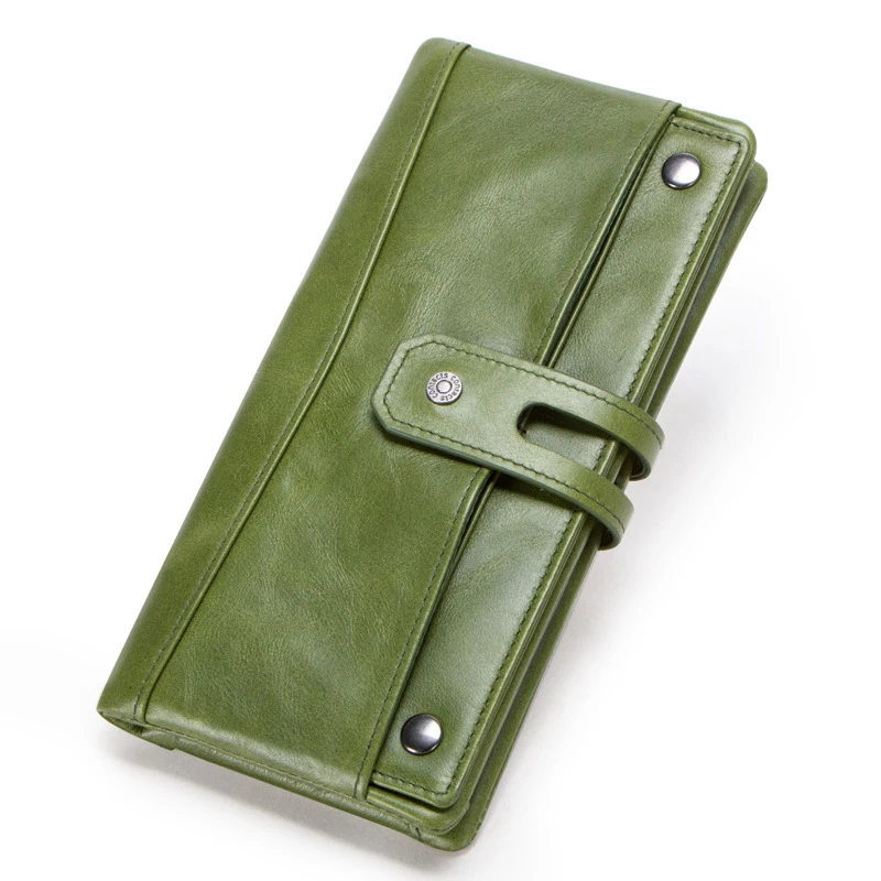 New product idea Business stock RFID ladies wallet leather top layer cowhide tri-fold wallet multifunctional long coin purse