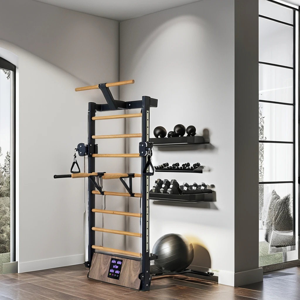 Wholesale Home Gym Wall Mounted Climbing Ladder Wooden Arm exercise Wall Training Rack Swedish Ladder for Club