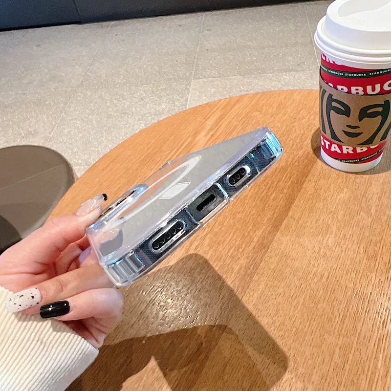 Прозрачный чехол Magsafe для iPhone 13 14 Pro 12 11 XS Max задняя крышка из поликарбоната ударопрочный Магнитный