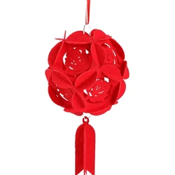 Set of 10 Chinese New Year Wedding Felt Embroidered Ball Red Lantern Wedding Decoration