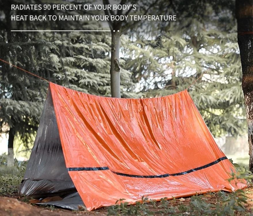 Outdoor disaster relief tent PE 240*150cm Portable Single-layer Camping triangle tent