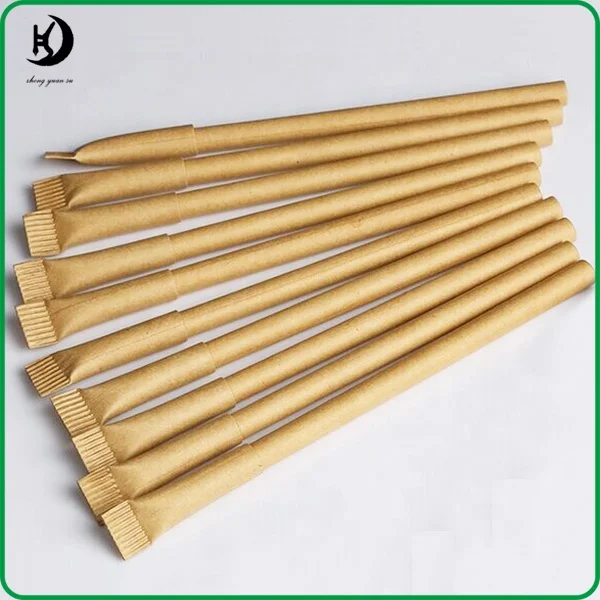 JXC124 Promotional  customized printed logo toothbrush shape ballpoint paper pen kraft biodegradable pen creative pen