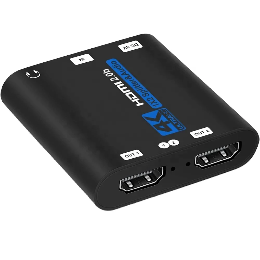 4K HDMI2.0 Splitter 2port 1 in 2 out 4k 60Hz Support HDCP 2.3 HDR RGB 8:8:8 With 3.5mm audio