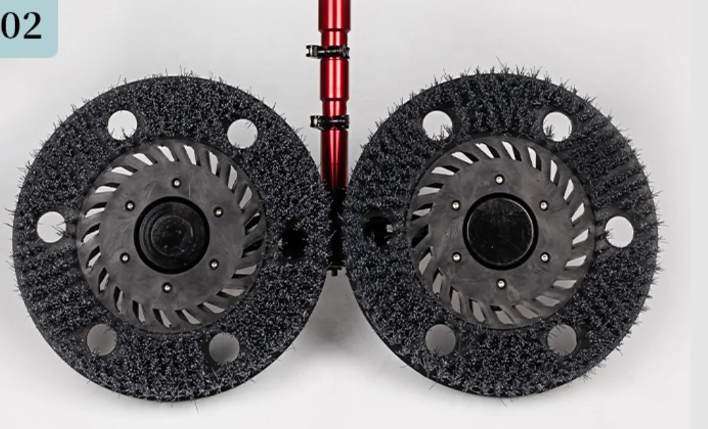 36V High Speed Cleaning Solar Panel Brush Equipment Rotary Double Head Solar Cleaning Tool With Brushless Motor