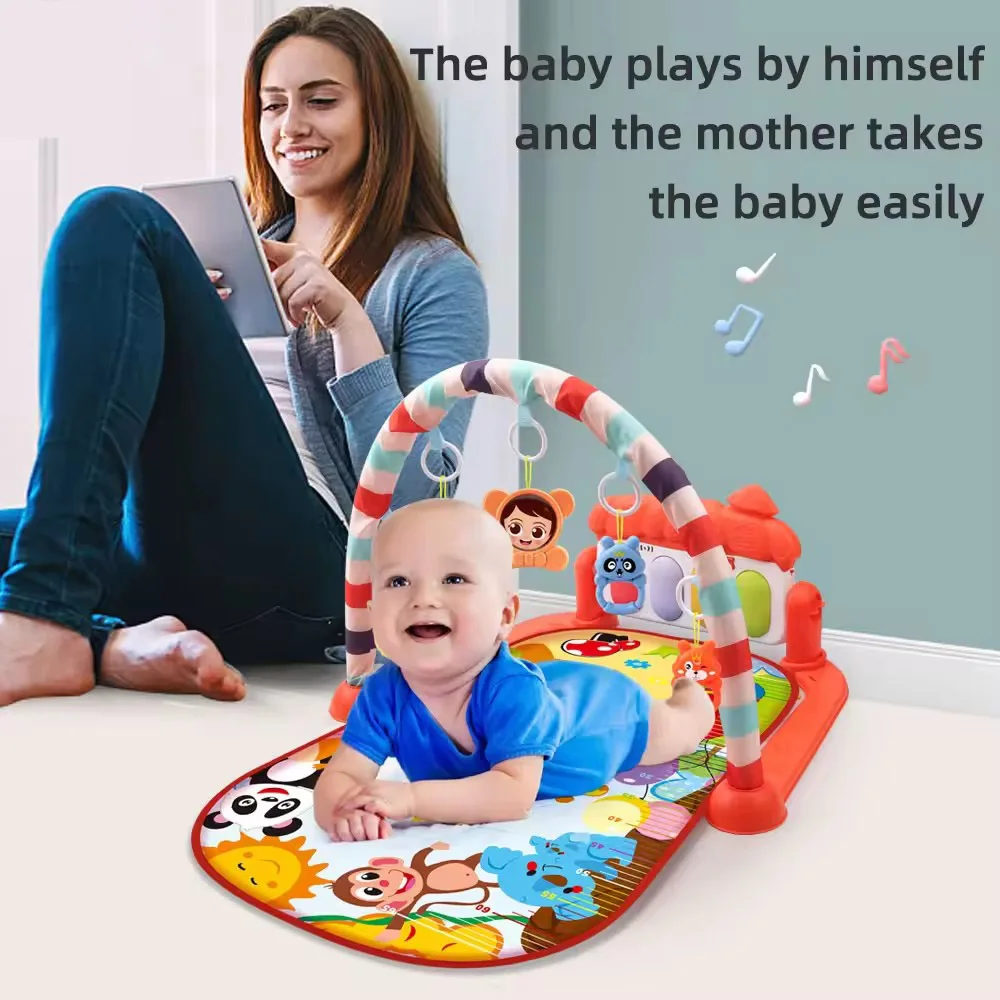 OEM Customized Special Offer Game Blanket Baby Activity Gym Mat Musical Baby Play Mat Piano with Animal Rattle Toys