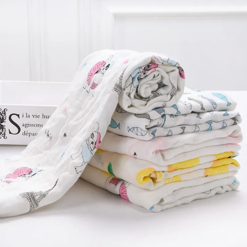 Summer square muslin cotton baby swaddle blanket