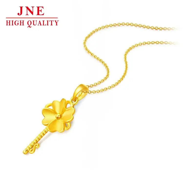 Jewelry Plated Gold Four Leaf Clover Key Necklace Pendant Female
