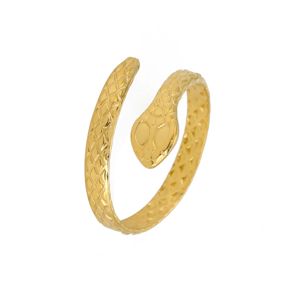 10mm stainless steel ring silver gold Diamond pattern snake shape hydraulic opening stainless steel ring finger ring jewelry 345