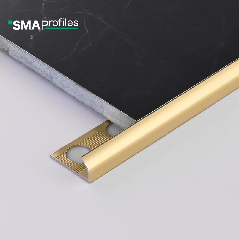 SMAProfiles Wholesale Aluminum Tile Corner Trim Round Shaped Metal Tile Edge Trims For Wall Floor Corner