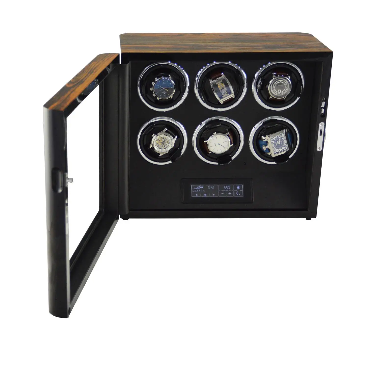 GC03-L85ZB-L-AR 6 slots LCD Touch Screen premium watch winder Quiet Japanese Mabuchi Motor Watch Winders for Men and Women