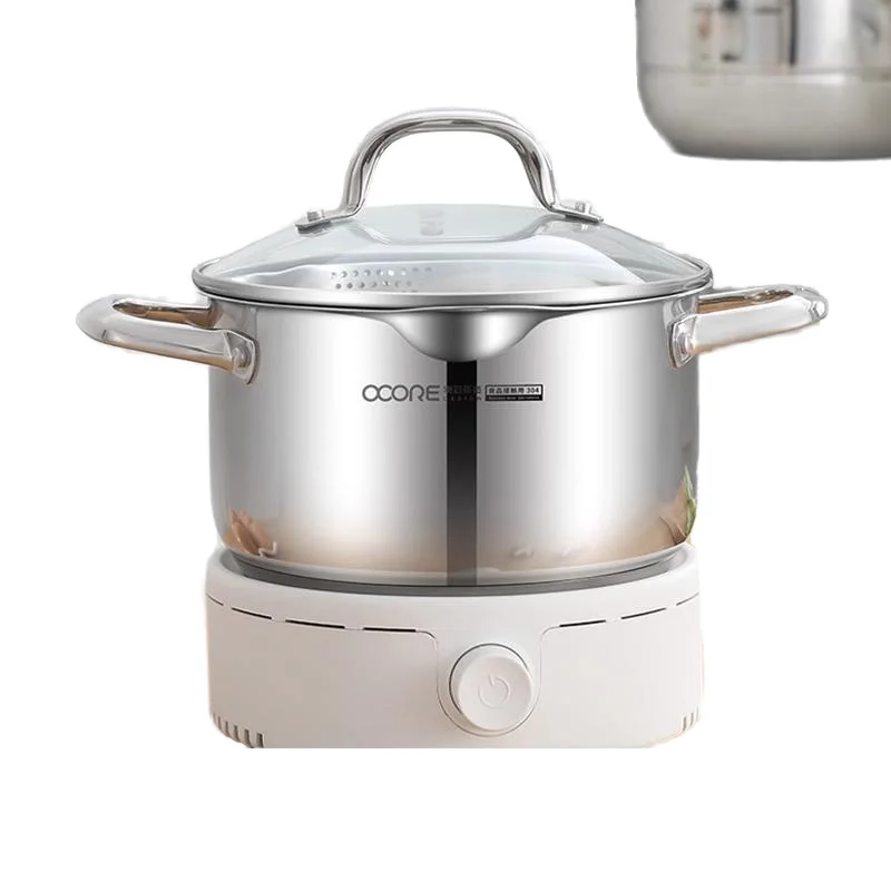 304 Stainless Steel Thickened Household Milk Pot Porridge Pot With 0 Coating For Gas Induction Cooker Soup Stockpot