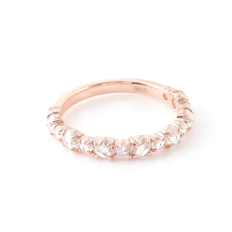 Fine Jewelry Simple Style 14k Rose Gold Ring Small Size Rose Cut Moissanite Diamond Ladies Lovely Ring Party Ring