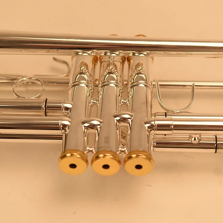 
High Grade Musical Instruments Thick Silver Trumpet Bb Key Brass Trumpet 