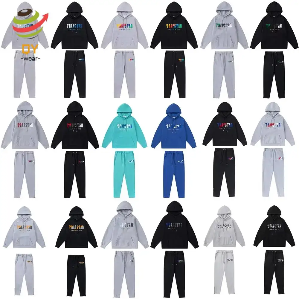 Новинка QY 2024 Модные осенние 100% хлопковые теплые и радужные полотенца вышитые флисовые спортивные дизайнерские толстовки для пар