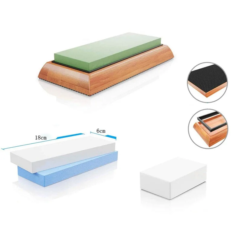 Knife Sharpening Stone Kit - 400/1000/6000 Grit Whetstone Sharpener set with Non-slip Rubber Base