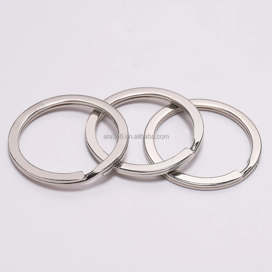 30mm Split Heart Shape Colorful Key Rings 10 Solid Colors Brass Flat Split Ring Key Chain Hook Fob Holder