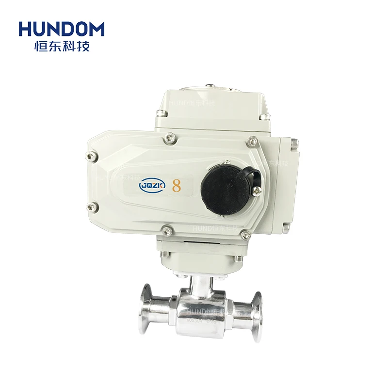 Stainless steel 3/2 way electric ball valve  electric actuated on off ball valve with explosion proof electric actuated actuator