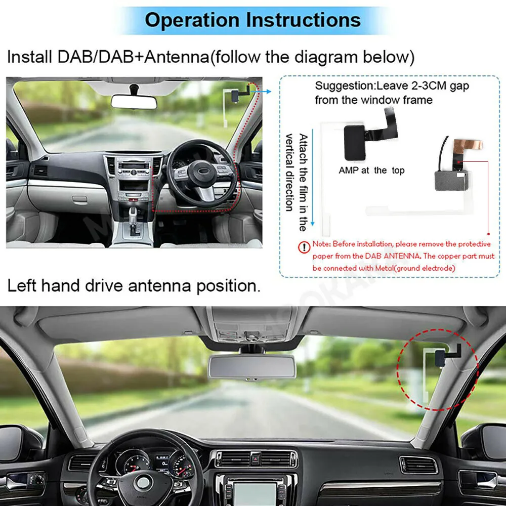 MOOKAKA Radio Receiver in Car Antenna Digital DAB+ Adapter Aux Tuner Box Audio USB Amplified Antenna Android Decoding Radios FM