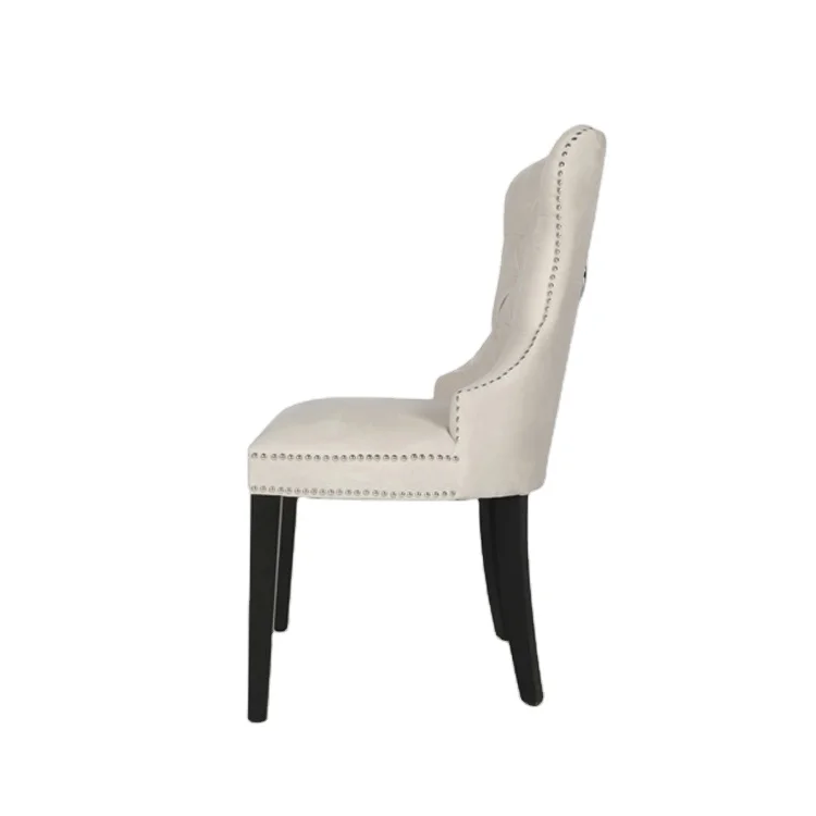 High Quality famous designers upholstered button wingback  fabric dining chair