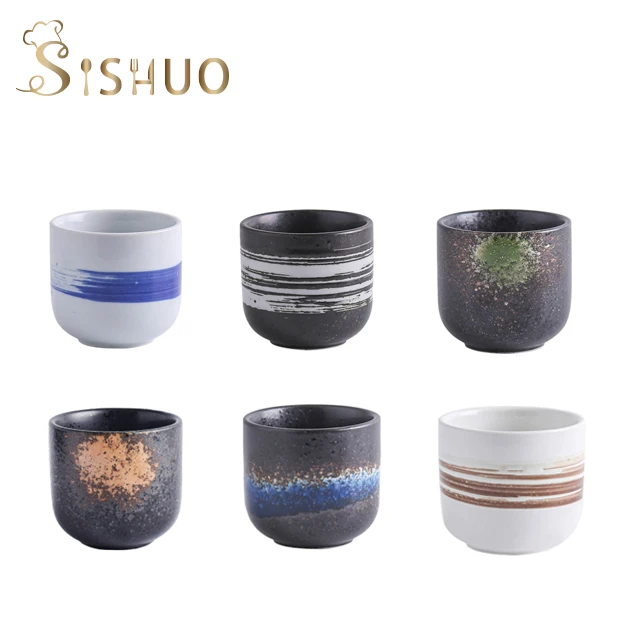 200ml Japanese white outer matte black  Personal Hand made Ceramic porcelain coffee tea mug cup no handle