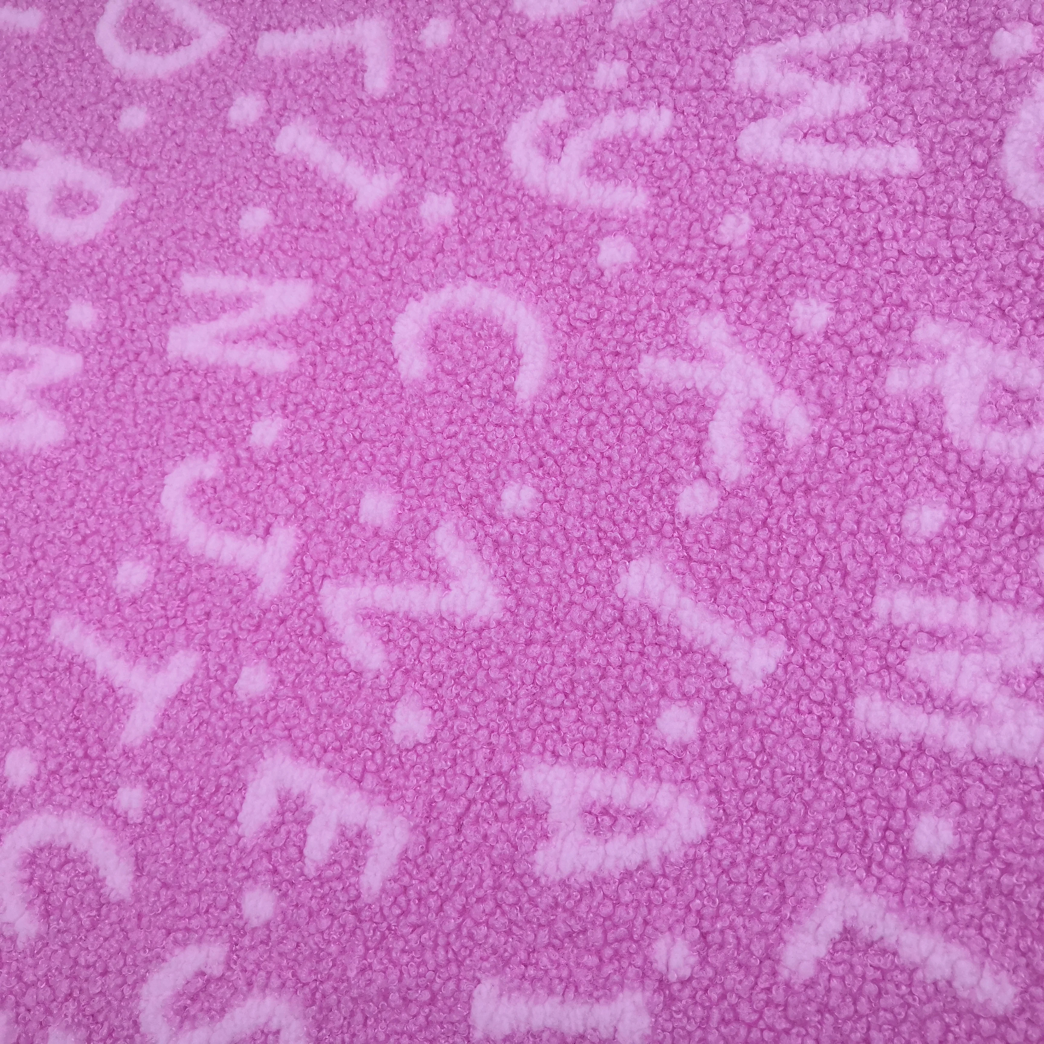 Winter fashion garment warm keeping alphabet printed coral teddy fleece fabric for coat