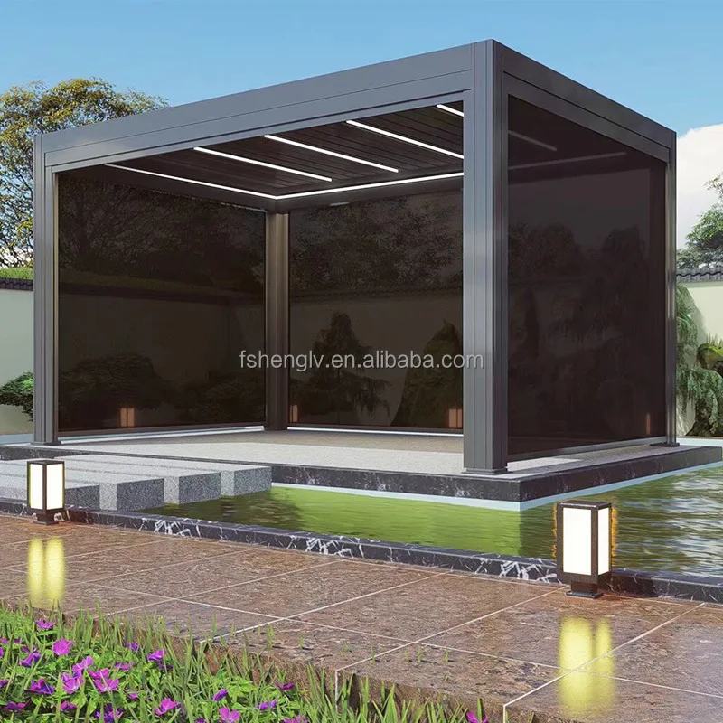 Gazebo tent manufacturers outdoor pavilion remote control electric roof gazebo per camper