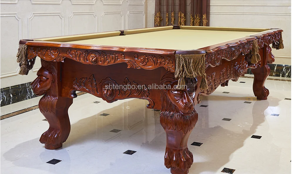 The lion King Solid Wood Carved Slate Pool Table American Stylish Billiard Pool Table