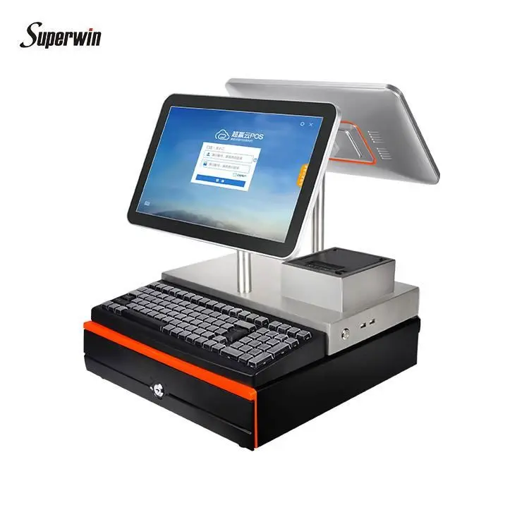 
Pos-терминал ПК с сенсорным экраном, двойной экран, android, облачный pos-терминал, портативный принтер, BT кассовый аппарат, pos-система с принтером 