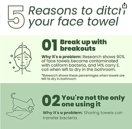 Clean Skin Club Bamboo Clean Towels XL Face Towel Dry Makeup Removing Wipes 100% Bamboo Fibers