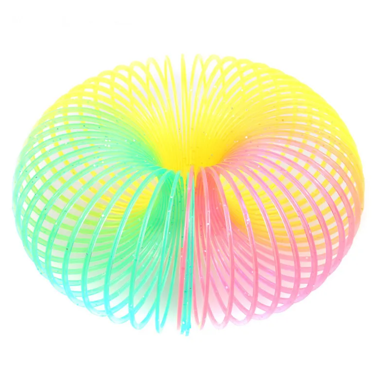 Wholesales Other Classic Toys Folding Plastic Spring Coil Rainbow Coiled Spring Jumping Toy