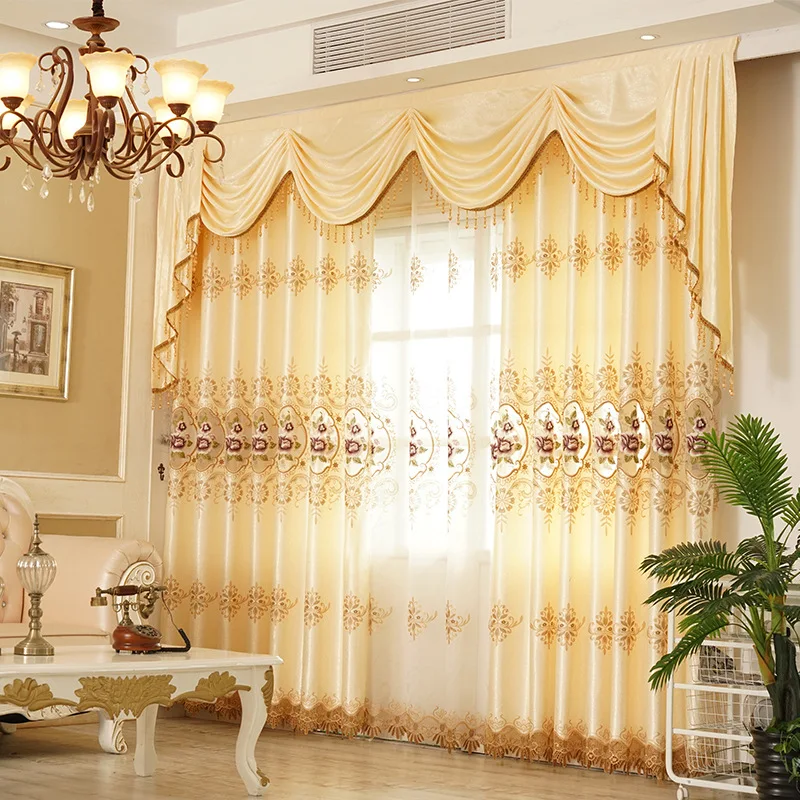Cheap Europe Luxury Simple Elegant Embroidery CorTina Cloth Blackout Bedroom Curtains For the Living Room Ready Made