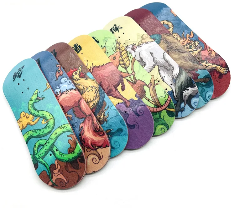 Universal Double-Warped Bamboo Skateboard Deck Youth Creative Gift for Adults with Twelve Zodiac Design New Model