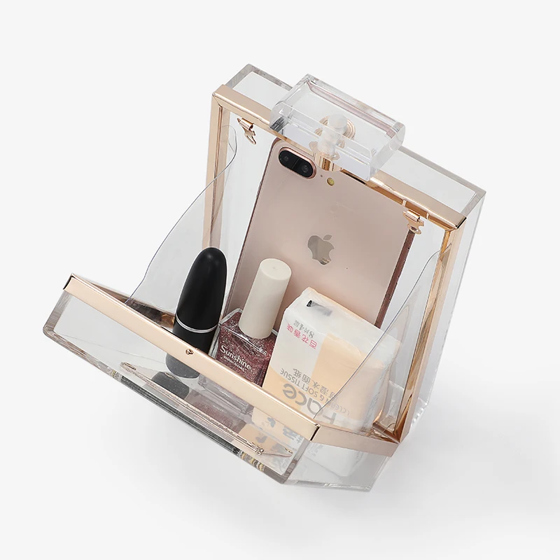 Модные элегантные вечерние сумки для девушек, Женский мини-кошелек, кошелек в форме бутылки духов, женский прозрачный акриловый вечерний клатч