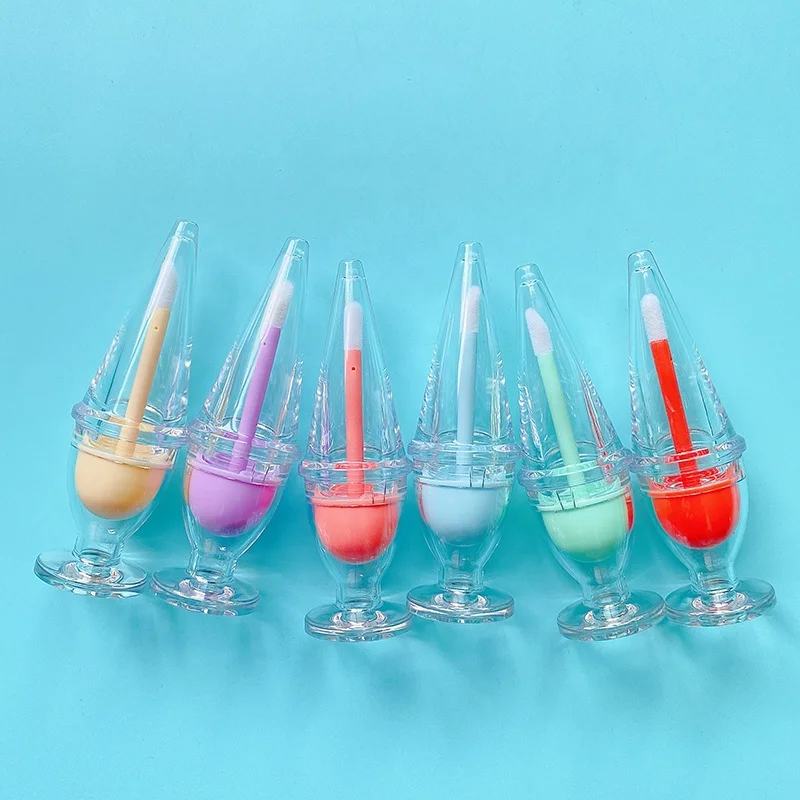 P-LAN Brand Stock 100pcs Multricolors Wine Cup Cone 5ml Empty Lipgloss Tubes Custom Logo Cute Lip Gloss Tubes