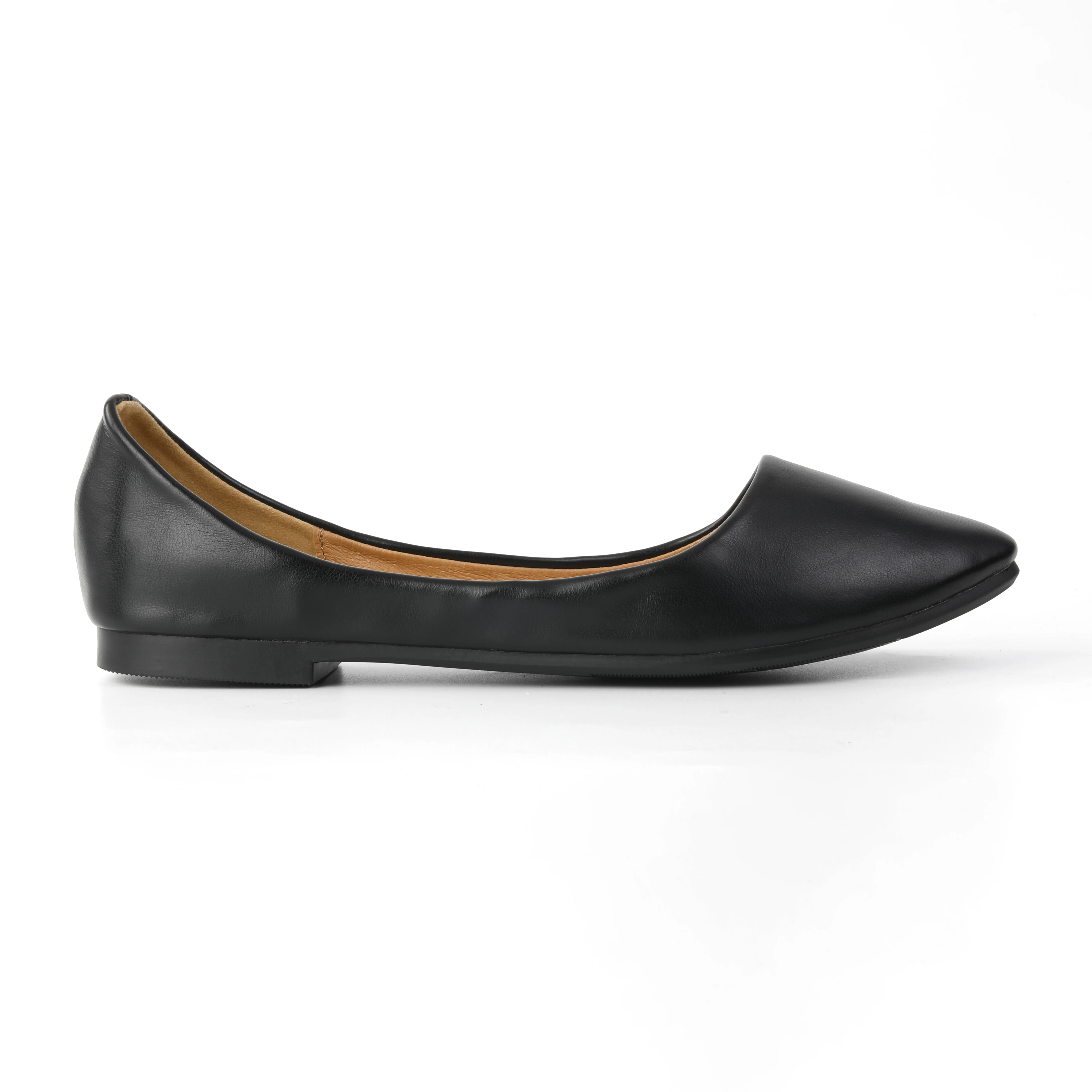 Soft Comfortable Pu Leather Plus Big Size Cusp Pointed End Nude Shoes Flat For Women Office Commute