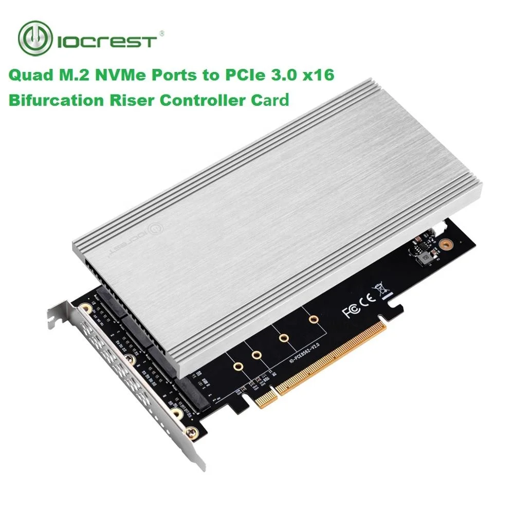  IOCREST 4 порта с полной скоростью M.2 NVMe m key порты для PCIe 3 0x16 карта адаптера