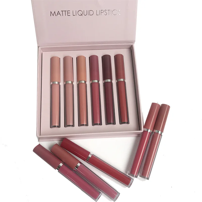 High Quality Cosmetics Lipstick Set Gift Box 6 Colors Matte Lipstick Set Waterproof Liquid Lipstick Kit For Holidays Gifts