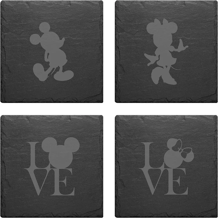 4 Inch Square Black Coasters Round Drink Coasters For Engraving Natural Edge Bar Cup Coaster For Kitchen Coffee Table Home