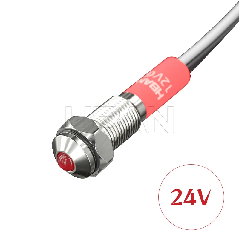 ip67 6mm domed head stainless steel metal indicator lamp led pilot light 120v 24v with wire