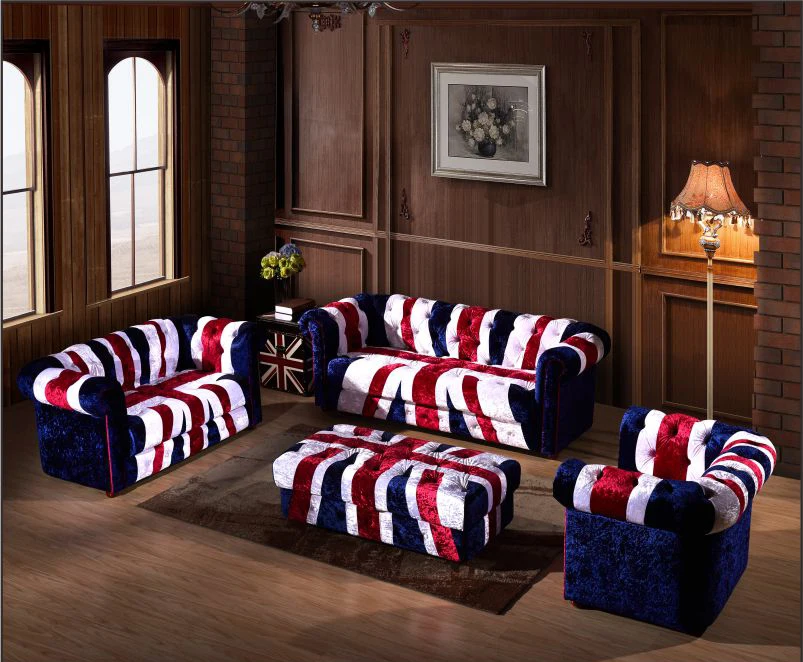 Роскошный 4-местный диван Chesterfield из дробленого бархата для