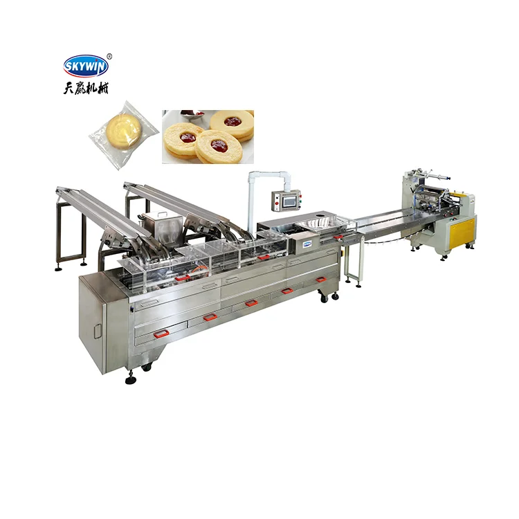 Small scale mini full automatic chocolate filled biscuit maker baking making machine for sandwich biscuit cookie plant
